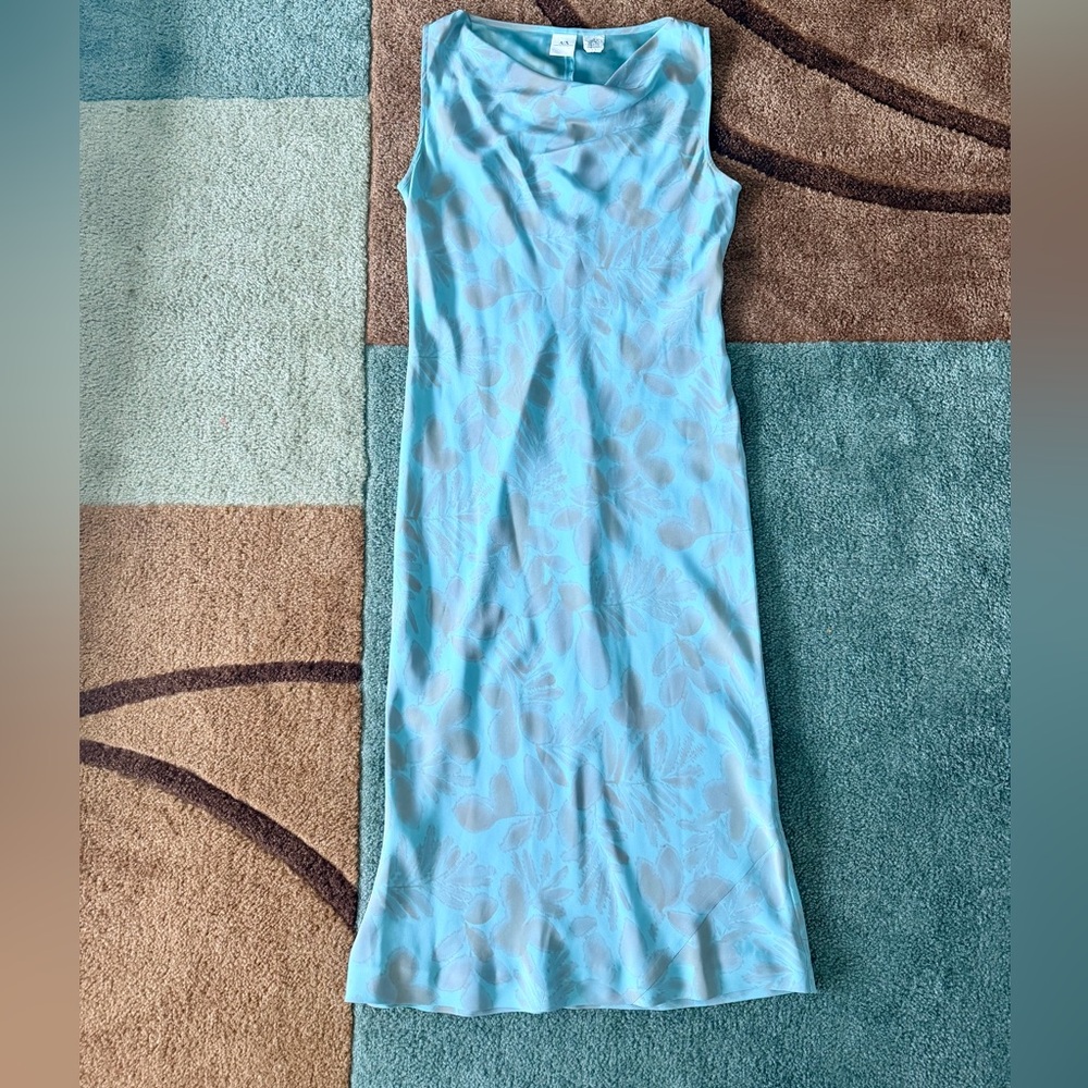 Armani Exchange Blue Floral Dress 100% Silk